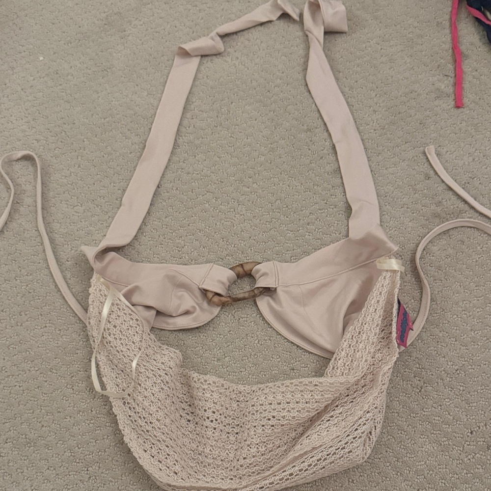 Edikted Cream Crochet Halter Top